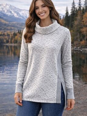 RBX Heathered Cream Cowl Neck Sweater